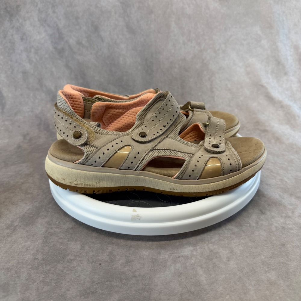 SAS Sanibel Sport Sandals Womens 10W Taupe Leather Mesh Walking Shoes
